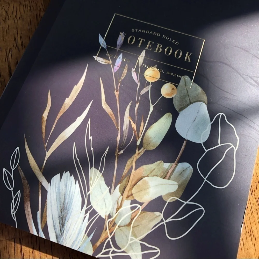 Black Floral lined Notebook